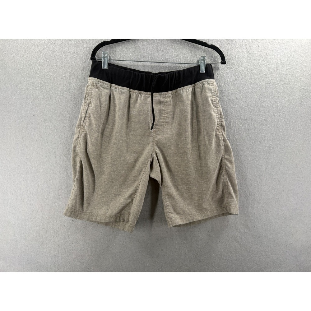 prAna Vaha Hemp Blend Shorts Mens S Gray Drawstring Elastic Waist Pull-On Yoga